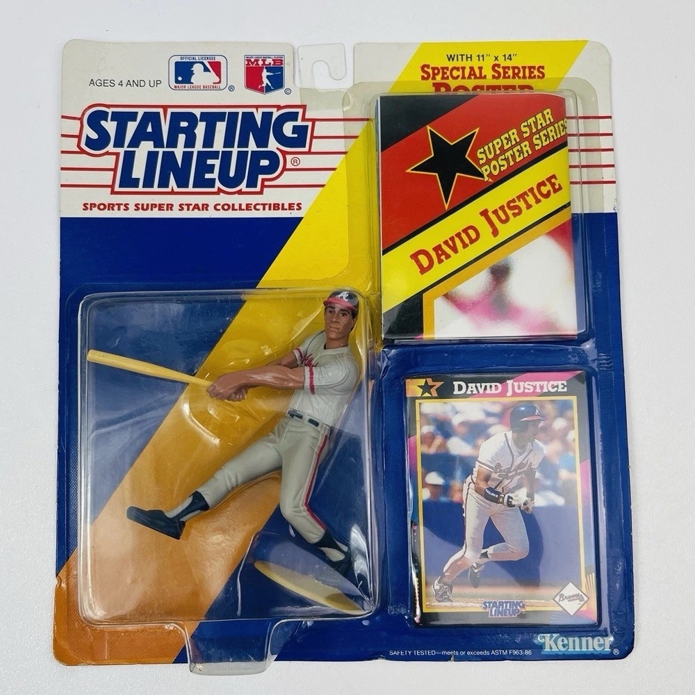 1992 Starting Lineup David Justice Atlanta Braves Action Figure Kenner MLB card